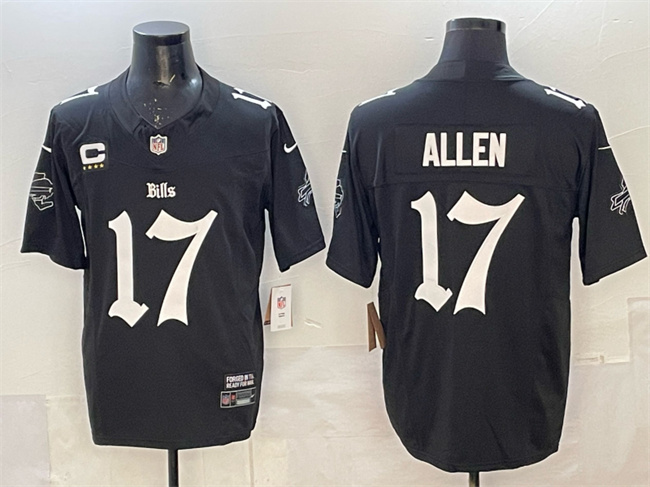 Men's Buffalo Bills #17 Josh Allen Black F.U.S.E. 'Gothic Cold Front Edition' With 4-Star C Patch Vapor Limited Stitched Football Jersey Men's Buffalo Bills #17 Josh Allen Black F.U.S.E. 'Gothic Cold Front Edition' With 4-Star C Patch Vapor Limited Stitched Football Jersey